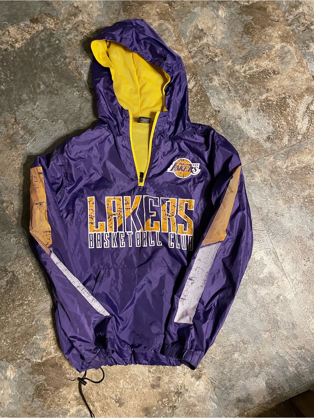 Vintage NBA Purple and Yellow Lakers Hooded Windbreaker Jacket